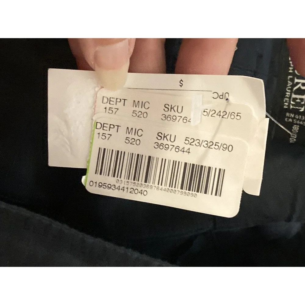 LAUREN RALPH LAUREN Shorts Linen‎ NWT Womens Blue Pockets Tie Belt Size 12 $79